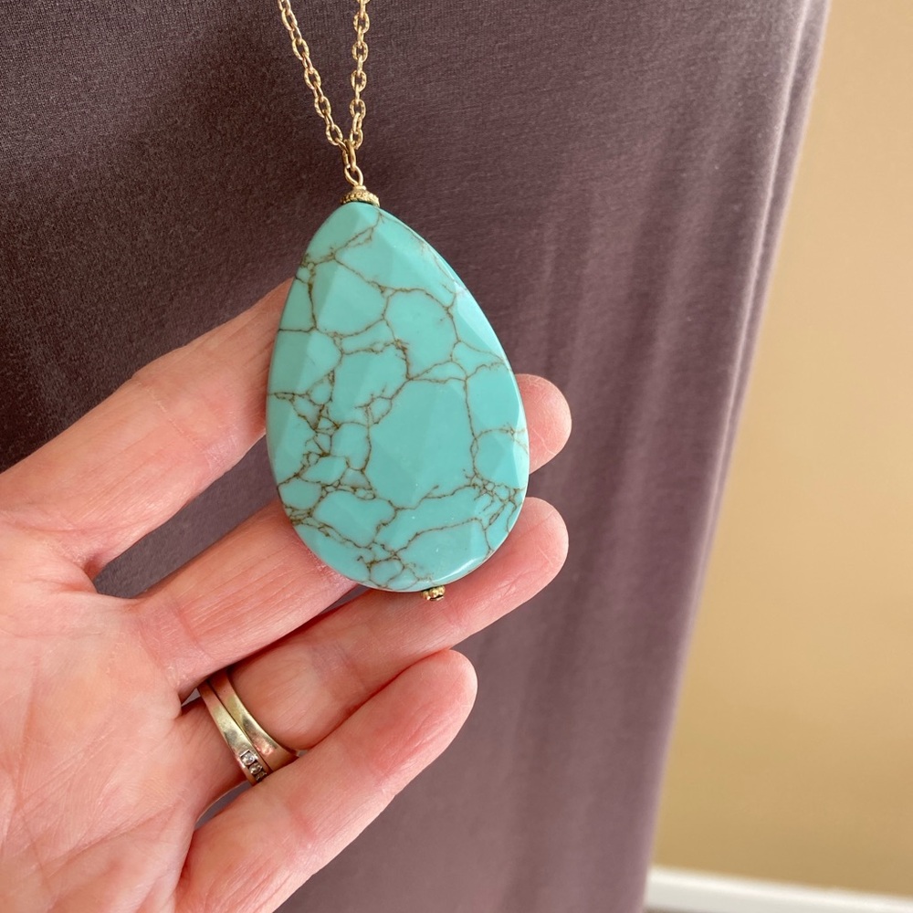 Marbled‎ Turquoise Pendant Necklace